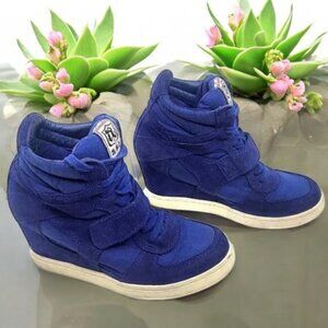 Ash Babe Wedge Blue Suede Sneakers